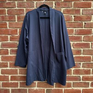 Eileen Fisher $298 Washable Flex Ponte High Collar Jacket in Blue size 3X